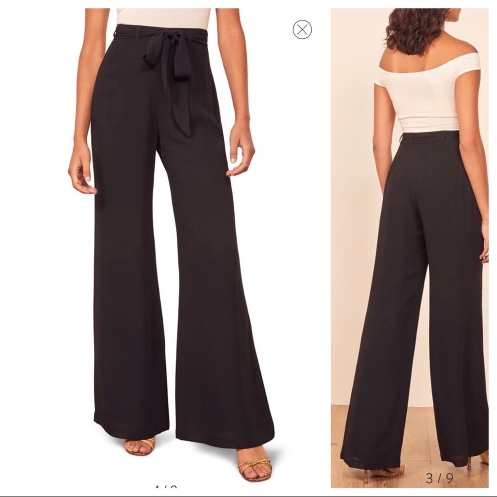 Reformation Starry High Rise Wide Leg Black Pants
